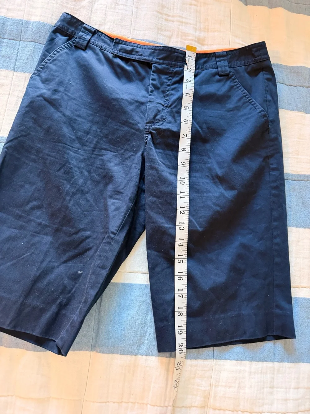 Tory Burch Navy Blue Cotton Blend Bermuda Shorts Size 6